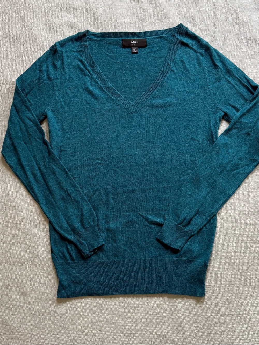 Mossimo Teal V Neck Sweater Small Lightweight Long Sleeve Pullover